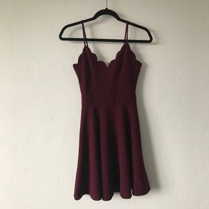 SOLD- Maroon scalloped dress